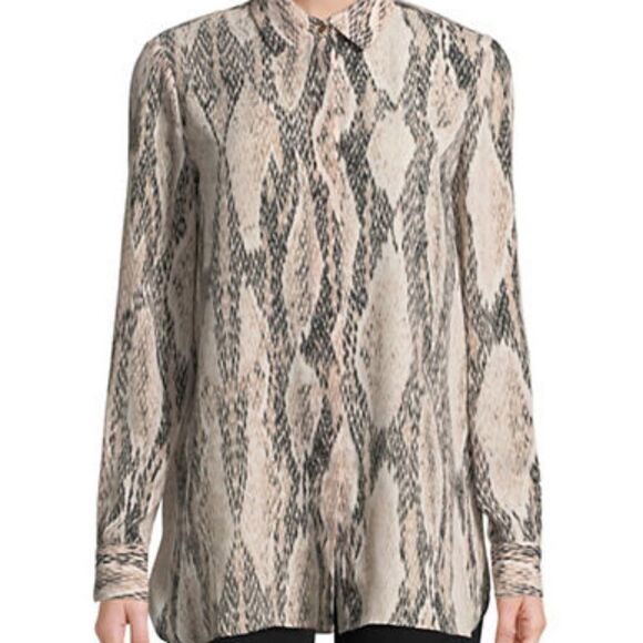 Tops - Ellen Tracy - Boyfriend Shirt (Serene Snake Neutral) Women's Clothing